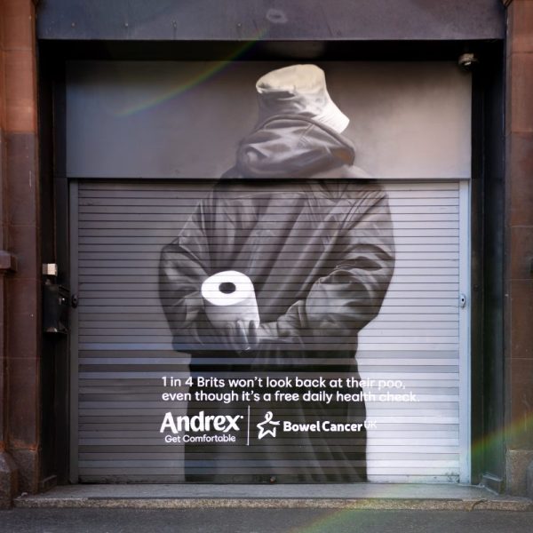 Andrex has partnered with Global Street Art and Bowel Cancer UK to mark Oasis' homecoming reunion with a "poo-tracking" mural