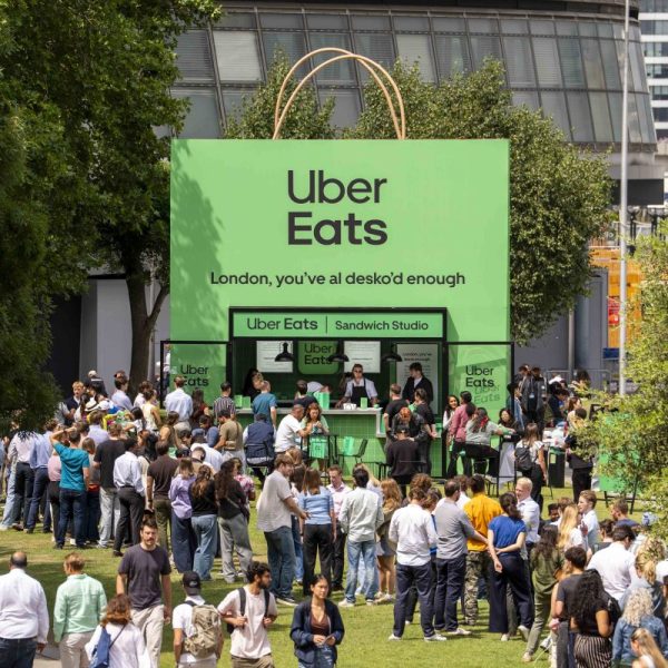 Retail delivery firm Uber Eats is reimagining the British meal deal, with lobster, tomato crisps, and a 10-foot-tall delivery bag.