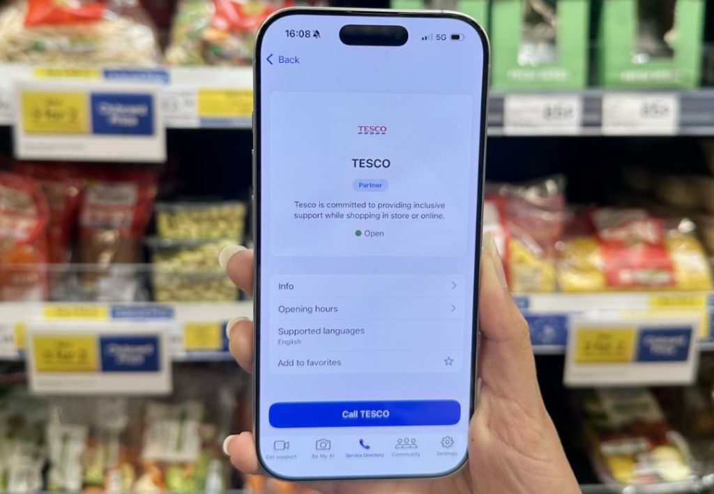 Tesco has become the first major supermarket in Europe to partner with the Be My Eyes app