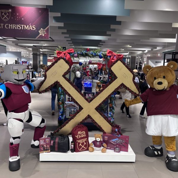 West Ham United has launched a festive pop-up shop inside the John Lewis department store at Westfield Stratford City.