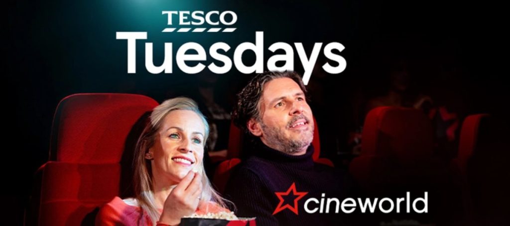 Tesco Clubcard members will be able to buy movie tickets at Cineworld for £2.50 in Clubcard vouchers, with the launch of ‘Tesco Tuesdays’.