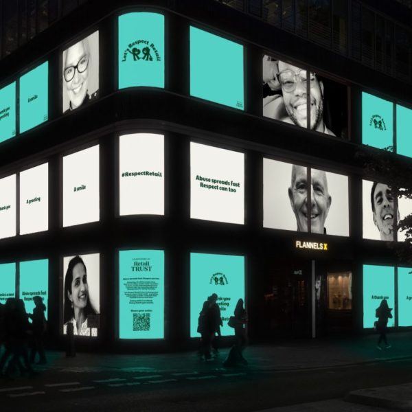 The Retail Trust will light up big screens with "smiles of respect" across the UK as part of its 'Let's Respect Retail' campaign.