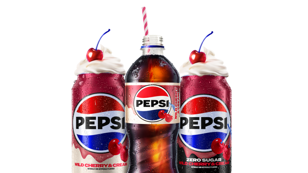 Pepsi has reintroduced two new flavours for the Christmas season, Pepsi wild cherry and cream and Pepsi zero sugar wild cherry and cream.