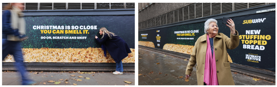 Sandwich chain Subway has unveiled a "scratch and sniff" billboard in Blackfriars, London.