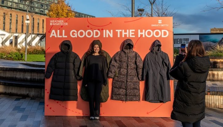 Sportswear retailer Sweaty Betty offers passersby in London a place to shelter from the rain with its latest marketing stunt.